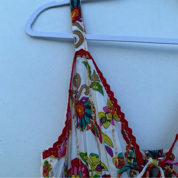 Me 2 Magic Ruffled Tiered Maxi Sundress Metallic Striped Size Large Red / Green - Picture 4 of 16